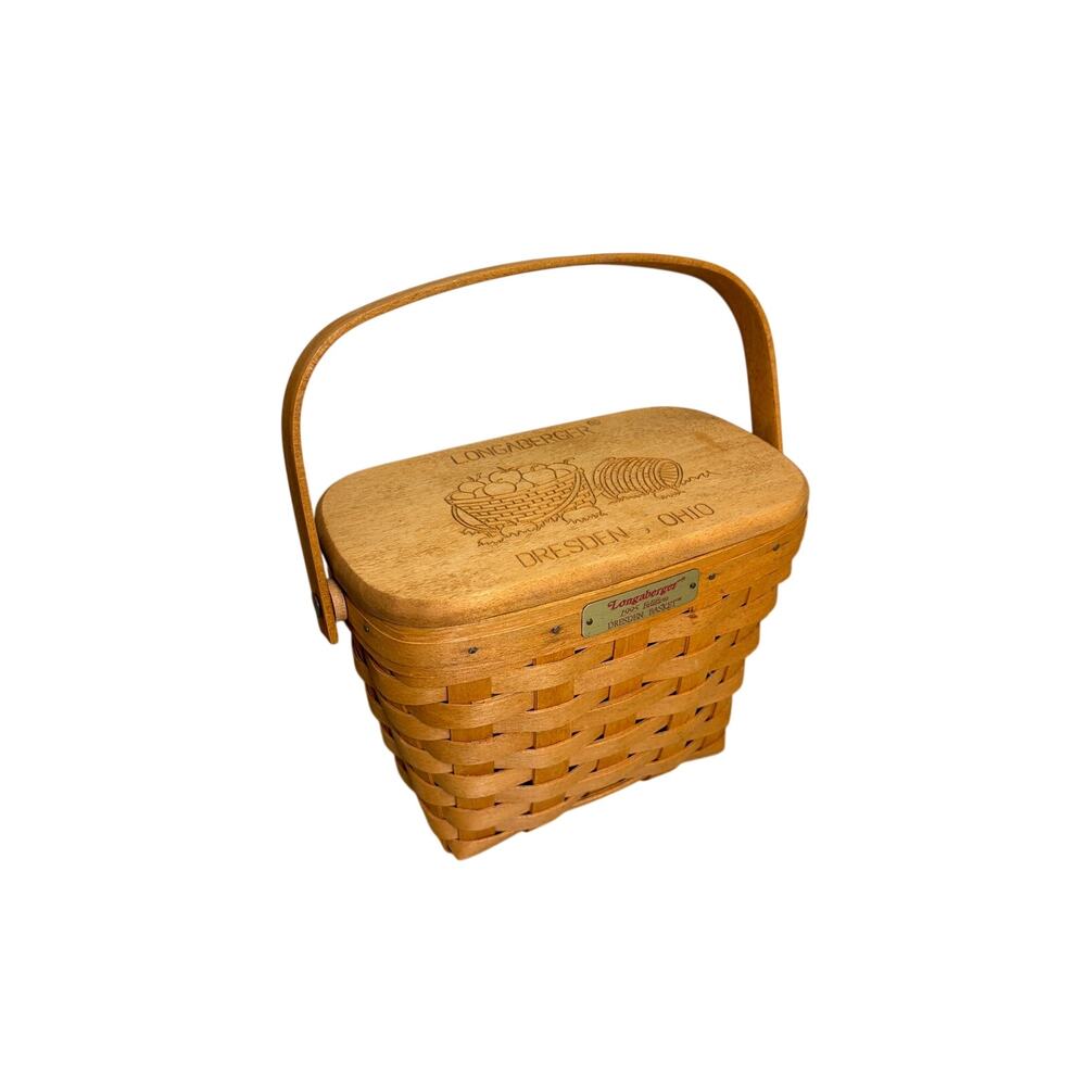 1995 Dresden Tour Basket Signed by 4 Longaberger Sisters + Lid & Protector